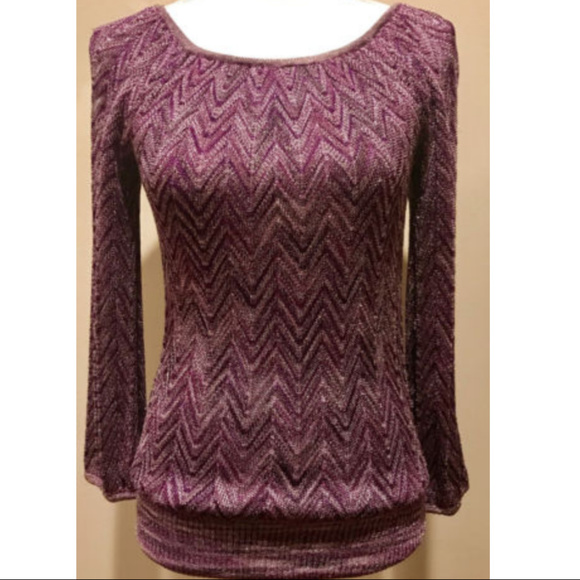 Knit metallic gold shimmer top sweater - Picture 1 of 6
